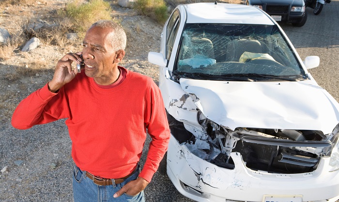 car accident man on phone